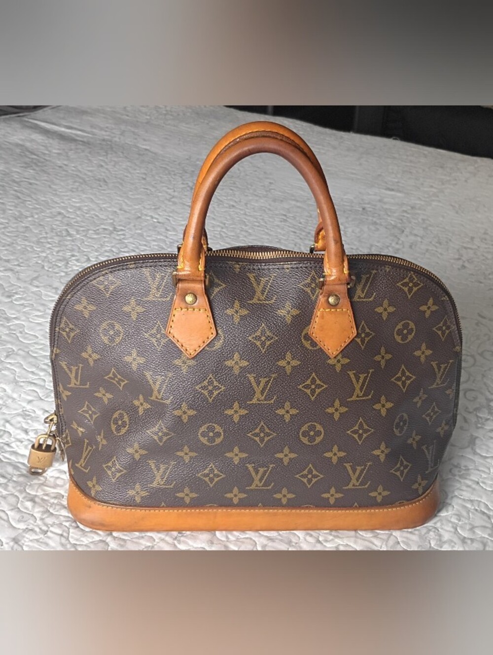 Louis Vuitton Alma Monogram Top Handle Bag Brown